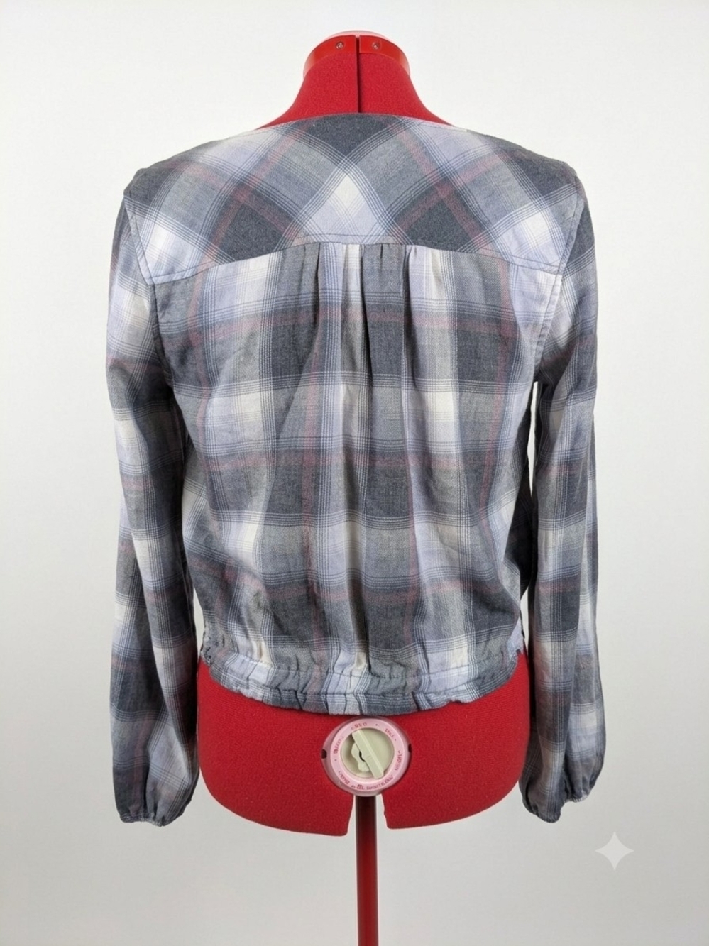 Anthropologie cloth & stone Plaid Off-Shoulder Tie-Front Boho Crop Top Small - Picture 3 of 4